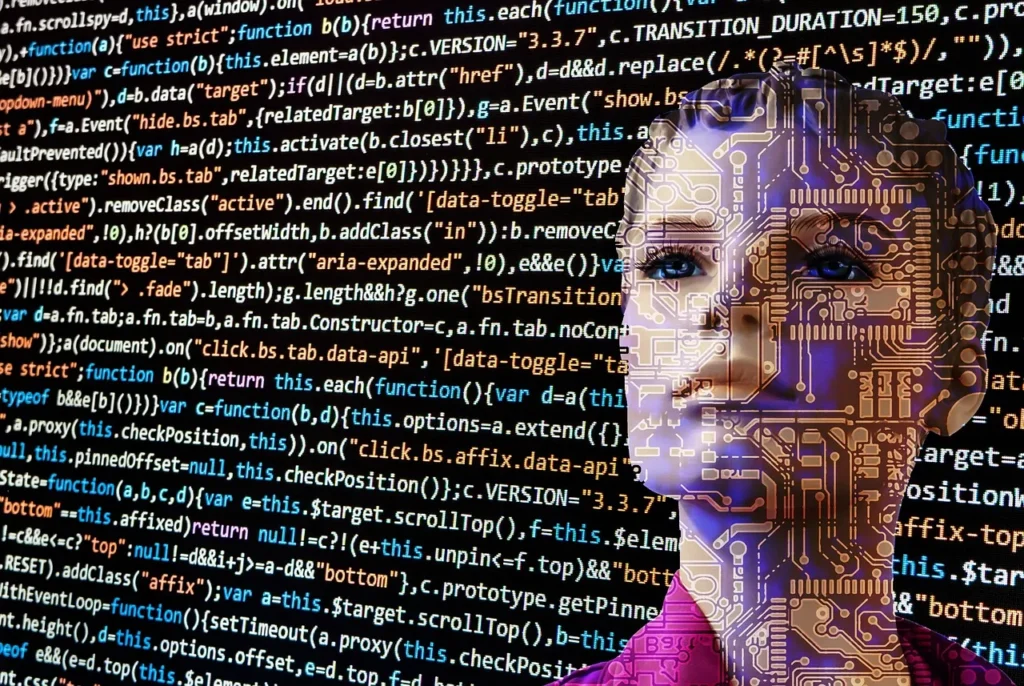 Bildschirm mit farbigem Programmiercode – Symbol für künstliche Intelligenz und digitale HR-Lösungen